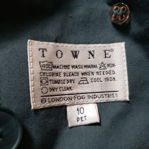 Towne From London Fog Women’s Trench Coat 10 Petite Green Zip-out Lining Vintage - Picture 2 of 11